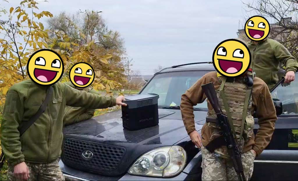 Four Ukrainian soldiers with a car from Light IT Global